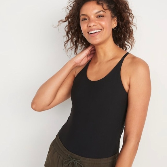 NWT! Black PowerLite LYCRA® ADAPTIV Racerback Shelf-Bra Tank Top - Large 🤎 - Picture 4 of 11